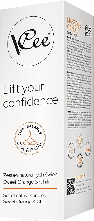 Набор натуральных свечей - Vcee Lift Your Confidence Sweet Orange & Chili (candle/80g + candle/100ml) — фото N1