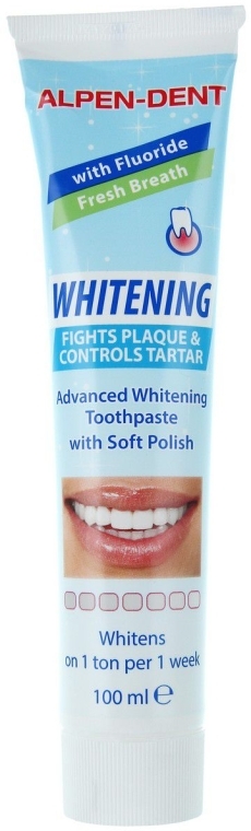 Отбеливающая зубная паста от налета и зубного камня - Alpen-Dent Whitening Fights Plaque and Controls Tartar 