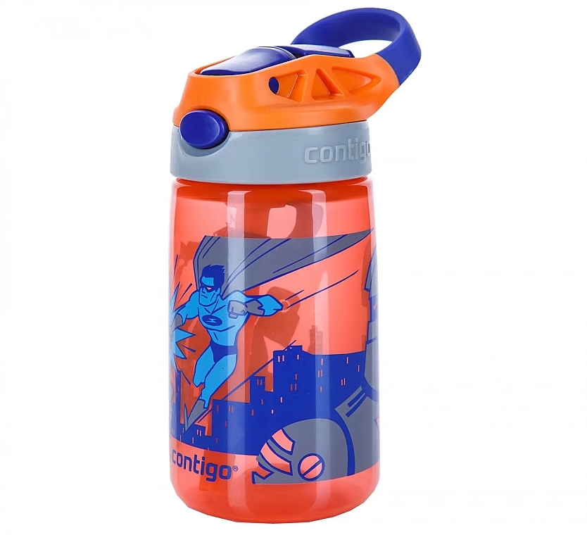 Дитяча пляшечка для води, 414 мл - Contigo Gizmo Flip Nectarine Superhero — фото N1