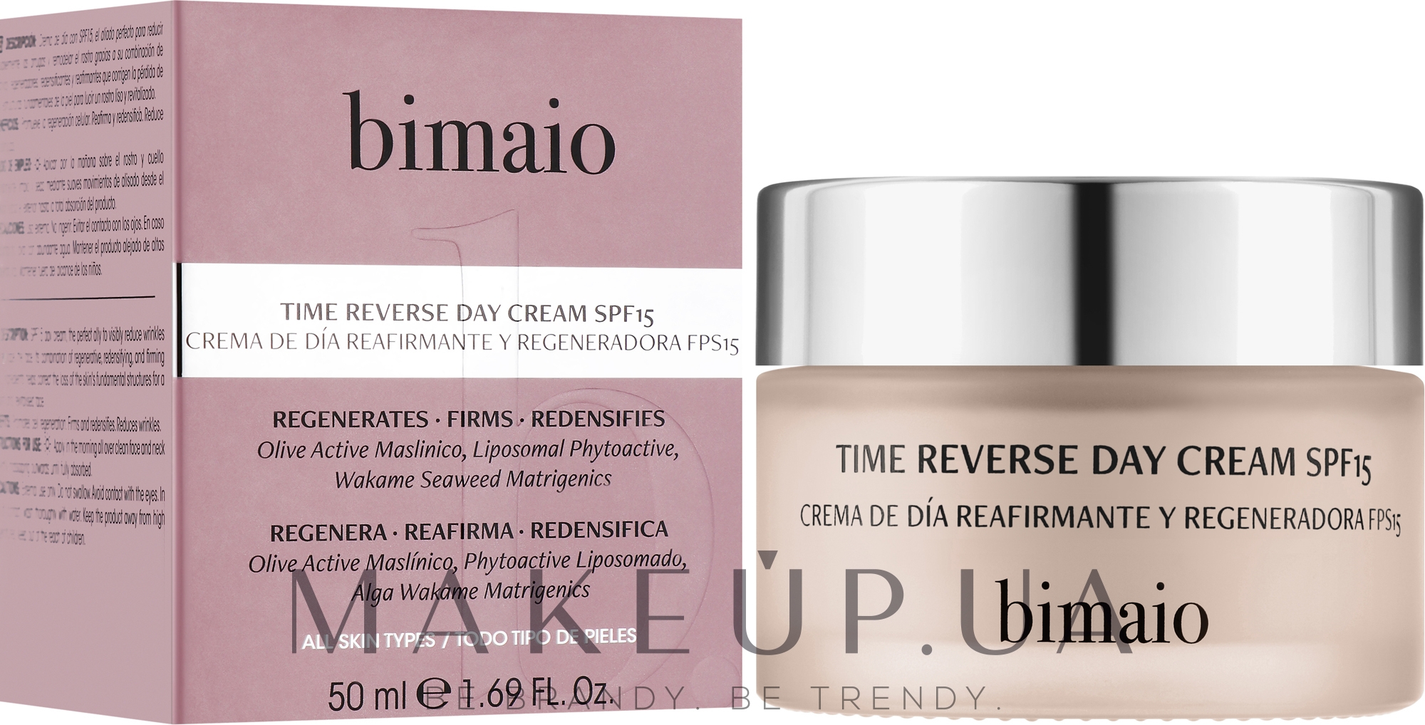 Відновлювальний денний крем SPF15 для обличчя - Bimaio Time Reverse Cream SPF15 — фото 50ml
