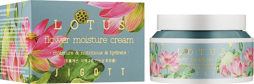 Зволожувальний крем для обличчя з екстрактом лотоса - Jigott Flower Lotus Moisture Cream — фото N2