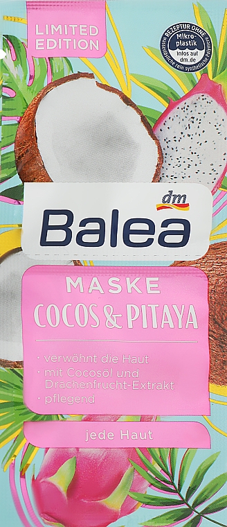 Маска для лица с кокосовым маслом и экстрактом плодов дракона - Balea Face Mask Cocos & Pitaya