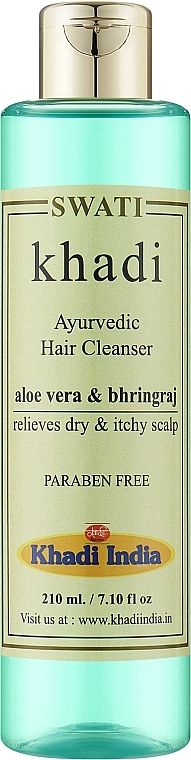 Аюрведическое очищающее средство для укрепления корней волос "Алоэ вера и Бринградж" - Khadi Swati Ayurvedic Hair Cleanser Aloe Vera & Bhringraj — фото N1