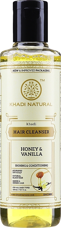 УЦЕНКА Натуральный травяной шампунь "Мед и ваниль" - Khadi Natural Ayurvedic Honey & Vanilla Hair Cleanser * — фото N1