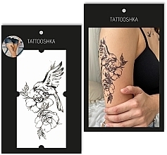 Временное тату "Цветы с птицей" - Tattooshka — фото N1