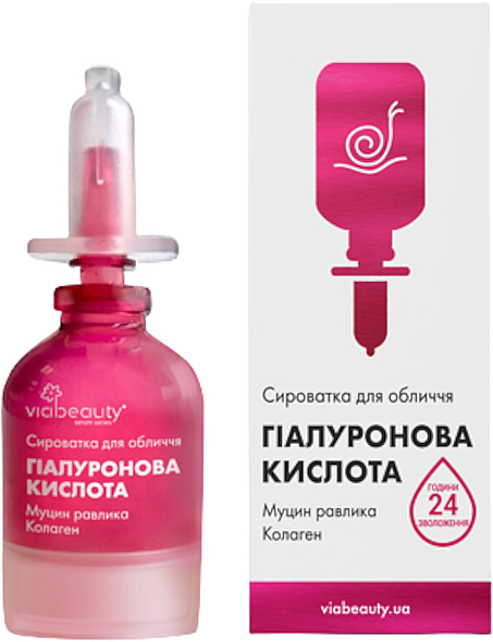 Колагенова сироватка для обличчя з гіалуроновою кислотою й муцином равлика - Viabeauty
