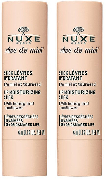 Набор бальзамов для губ - Nuxe Reve De Miel Lip Moisturizing Stick Duo (lipstick/2x4g) — фото N1
