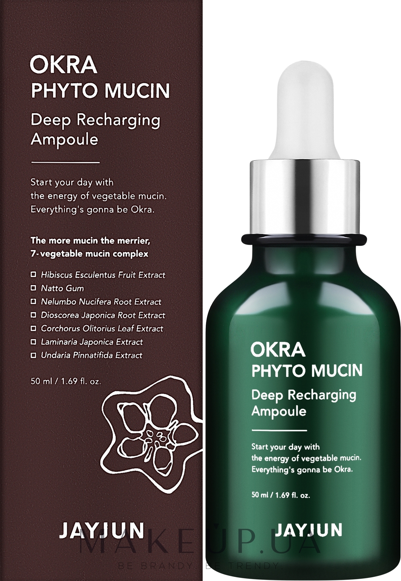 Ампула для лица с фитомуцином - Jayjun Okra Phyto Mucin Deep Recharging Ampoule — фото 50ml