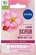 Парфумерія, косметика Скраб-бальзам для губ з олією шипшини - NIVEA Caring Scrub Super Soft Lips Rosehip Oil + Vitamin E