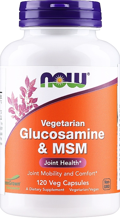 Комплекс для суглобів "Глюкозамін і МСМ", капсули - Now Foods Glucosamine & MSM Vegetarian — фото N1