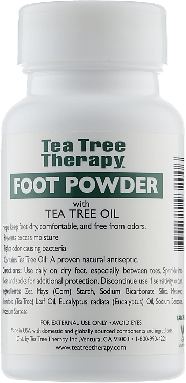 Порошок для ног дезодорирующий без запаха с маслом чайного дерева - Tea Tree Therapy Unscented Foot Powder — фото N2