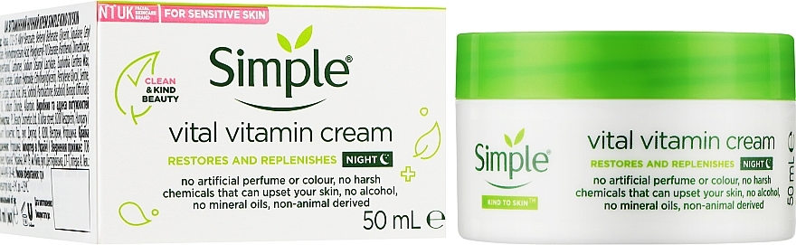 УЦЕНКА Витаминный ночной крем - Simple Kind To Skin Vital Vitamin Cream * — фото N2