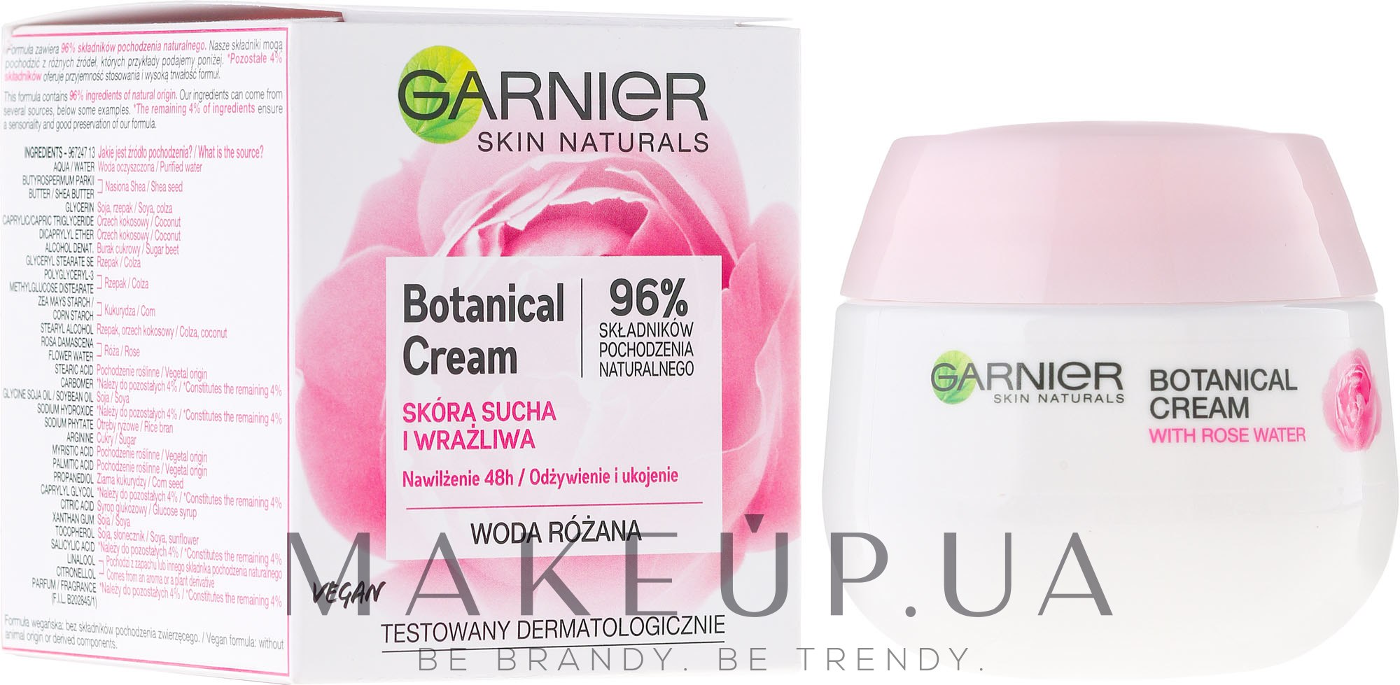 Крем для сухой и чувствительной кожи лица с розовой водой - Garnier Skin Naturals Botanical Rose Water — фото 50ml