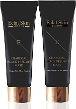 Парфумерія, косметика Набір - Eclat Skin London 24k Gold Purifying Charcoal Black Peel-Off Mask Kit (mask/2x50ml)