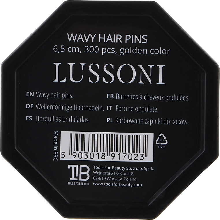 Шпильки хвилясті для волосся, 6.5 см, золотисті - Lussoni Wavy Hair Pins Golden — фото N2
