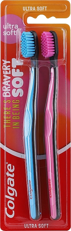 Набор ультрамягких зубных щеток, 2 шт., малиновая + голубая - Colgate Ultra Soft — фото N1