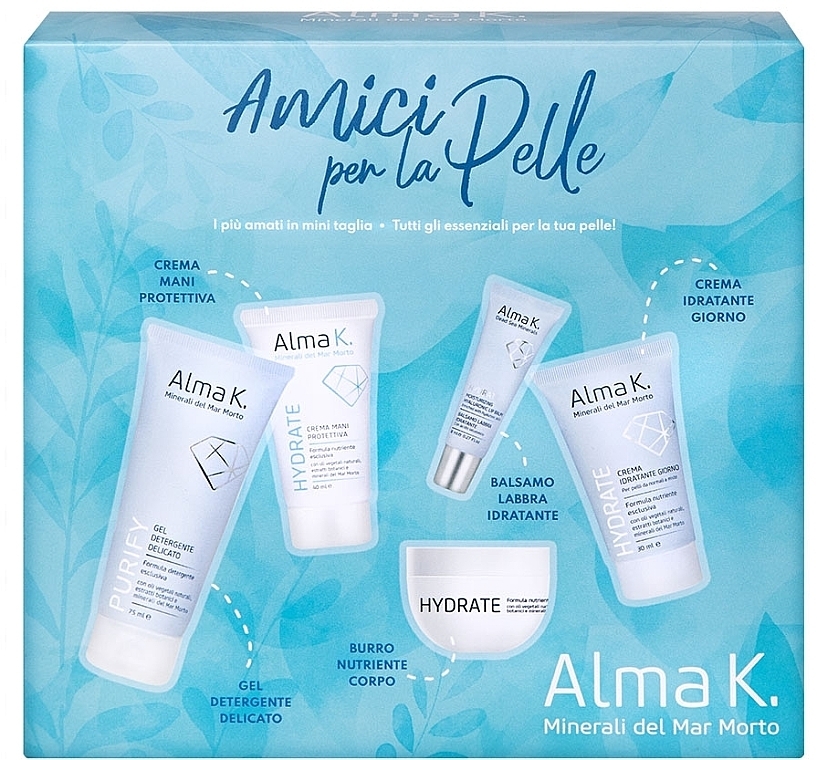 Набір - Alma K. Skin Besties (cleans/gel/75 ml + lip/balm/8 ml + body/butter/50 ml + f/cr/30 ml + h/cr/40 ml) — фото N1