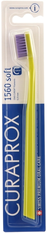 Зубная щетка CS 1560 Soft, D 0,15 мм, салатовая, фиолетовая щетина - Curaprox