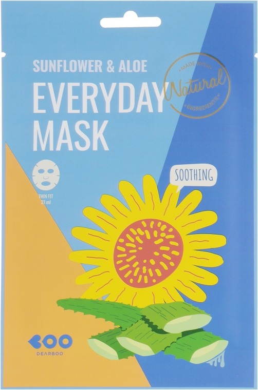 Маска для лица с экстрактом подсолнуха и алоэ - Dearboo Everyday Mask Sunflower & Aloe — фото N1