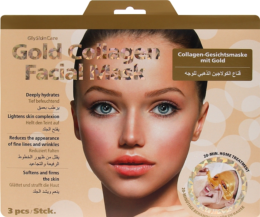 Колагенова маска для обличчя, із золотом - GlySkinCare Gold Collagen Facial Mask — фото N2