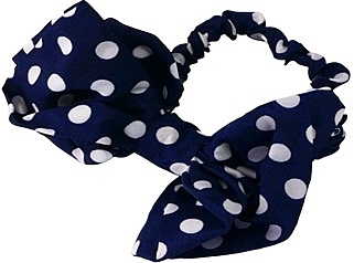 Резинка для волос с бантиком, темно-синяя в белый горох - Lolita Accessories — фото N1