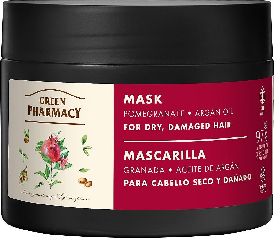 Маска для сухих, поврежденных волос "Гранат и аргановое масло" - Green Pharmacy Mask For Dry Damaged Hair  — фото N1