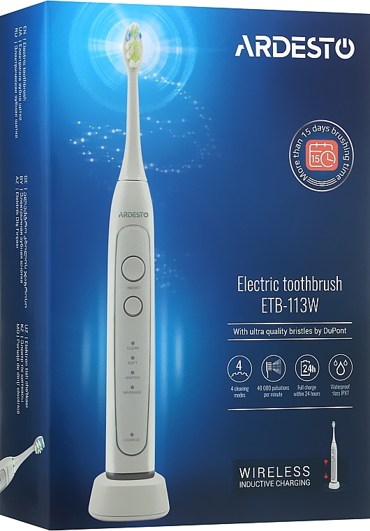 УЦІНКА Електрична зубна щітка, біла, ETB-113W - Ardesto * — фото N3