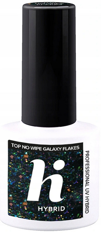 Верхнє покриття з різнокольоровими пластівцями - Hi Hybrid Top No Wipe Galaxy Flakes — фото N1