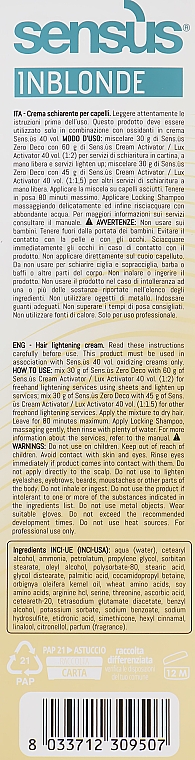 Делікатний освітлювальний крем для волосся - Sensus Inblonde Zero Deco Delicate Lightening Cream — фото N3