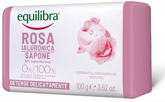 Мыло "Роза" с гиалуроновой кислотой - Equilibra Hyaluronic Rose Soap — фото N1