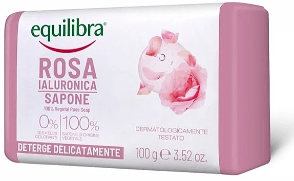 Мило "Троянда" з гіалуроновою кислотою - Equilibra Hyaluronic Rose Soap — фото N1