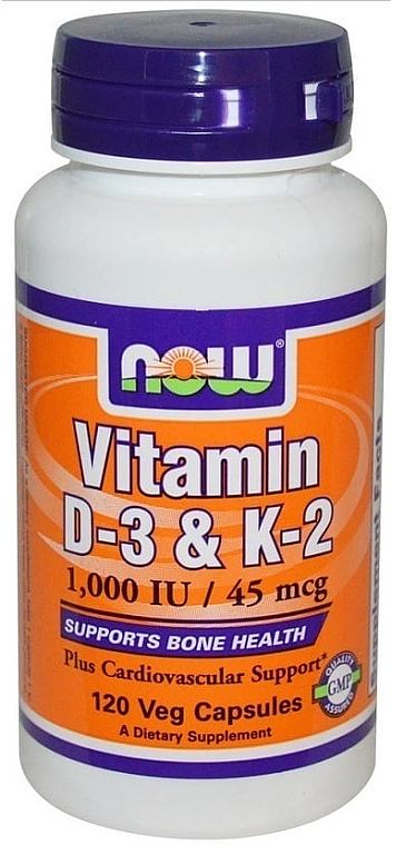Капсули "Вітаміни Д3 и К2" - Now Foods Vitamin D3 & K2 1000 IU/45mcg — фото N2