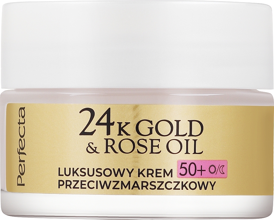 Крем для обличчя від зморщок - Perfecta 24k Gold & Rose Oil Anti-Wrincle Cream 50+ — фото N2