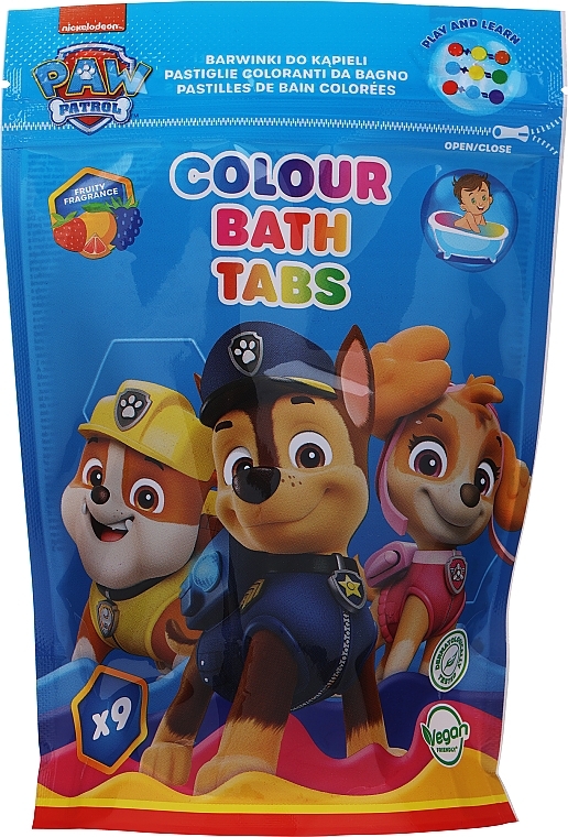 Шипучі кольорові таблетки для ванн, зелене паковання - Nickelodeon Paw Patrol Colour Bath Tabs — фото N1