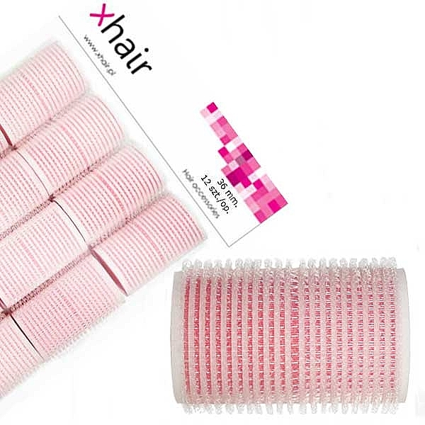 Бигуди-липучки с пенной основой, d36 мм, розовые, 12 шт - Xhair — фото N2