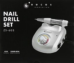 Фрезер для манікюру та педикюру, сталь - Bucos Nail Drill Pro ZS-603 Silver Steel — фото N7