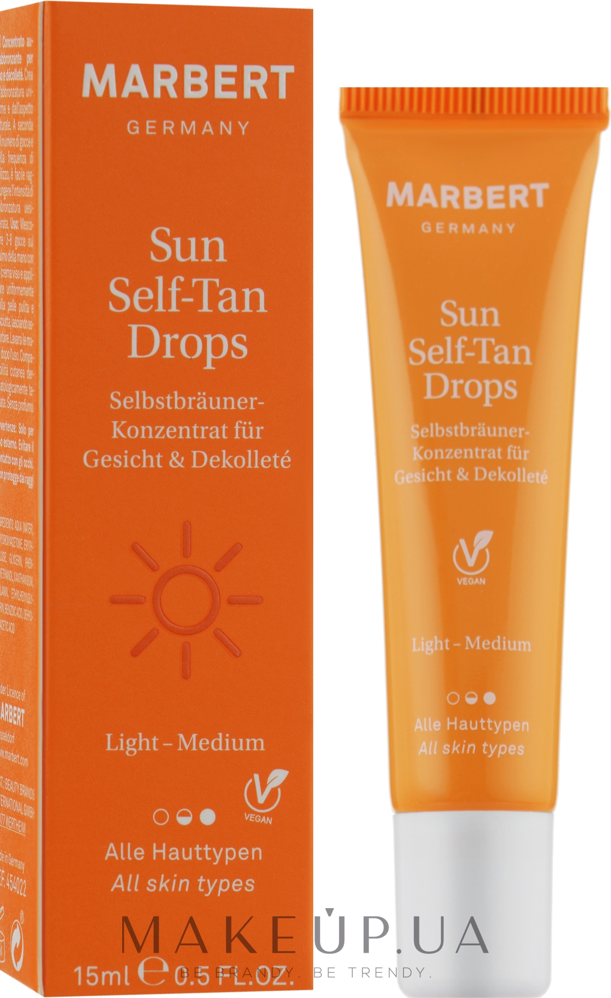 Краплі-концентрат для автозасмаги обличчя й зони декольте - Marbert Sun Self-Tan Drops Llight-Medium — фото 15ml