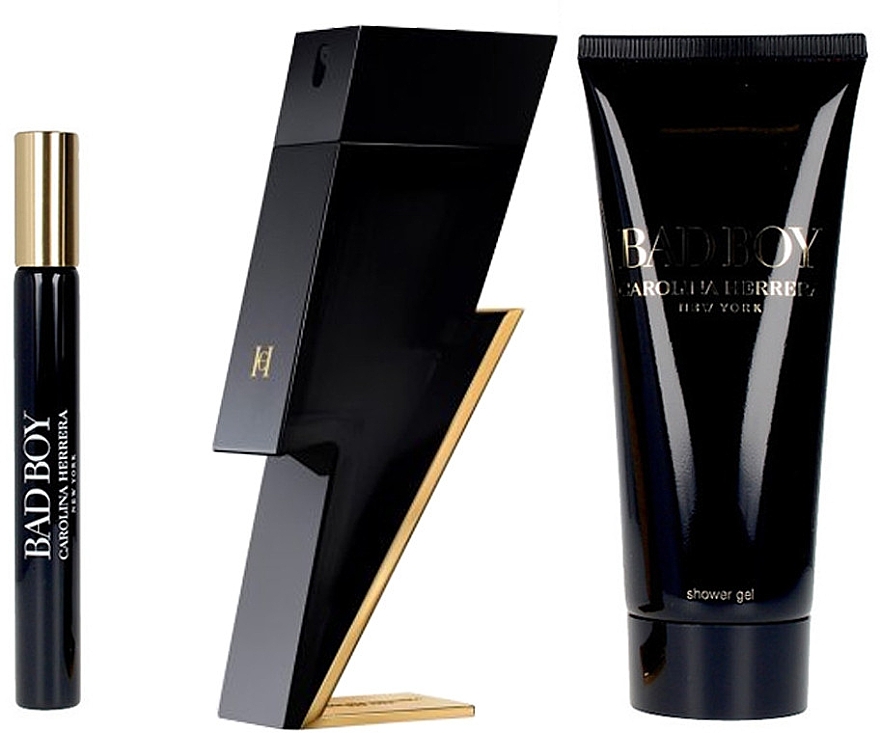 Carolina Herrera Bad Boy - Набор (edt/100ml + edt/mini/10ml + sh/gel/100ml) — фото N2