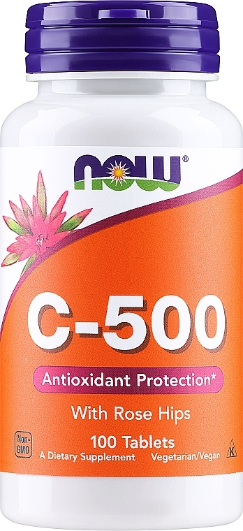 Витамин С-500 в таблетках - Now Foods С-500 With Rose Hips Tablets — фото N1