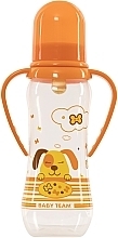 Бутылочка для кормления с латексной соской и ручками "Собачка", 250 мл, 0+, оранжевая - Baby Team — фото N2