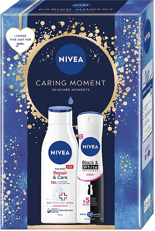 Набор женский - NIVEA Caring Moment 2024 (b/lot/250ml + deo/150ml) — фото N1