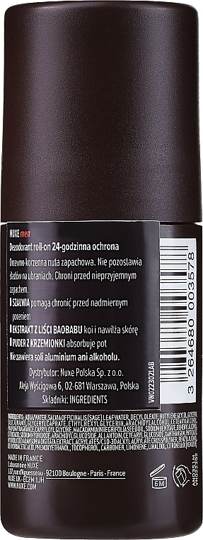 Кульковий дезодорант - Nuxe Men 24hr Protection Deodorant — фото N2