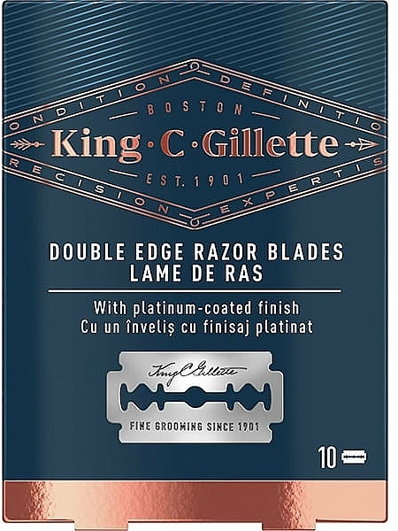 Двусторонние лезвия для бритья с платиновым покрытием, 10 шт - Gillette King C. Gillette Double Edge Razors