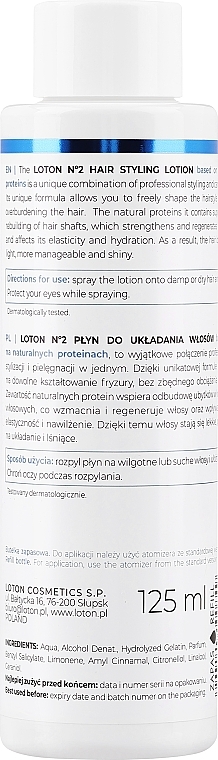 Натуральний засіб для укладання волосся - Loton 2 Hair Styling Liquid (змінний блок) — фото N2