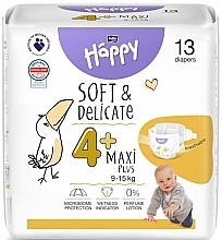 Парфумерія, косметика Дитячі підгузки 9-15 кг, розмір 4+ Maxi Plus, 13 шт.  - Bella Baby Happy Soft & Delicate