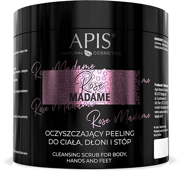 Очищувальний скраб для тіла, ніг і рук - APIS Professional Rose Madame Cleansing Scrub For The Body, Feet & Hands — фото N1