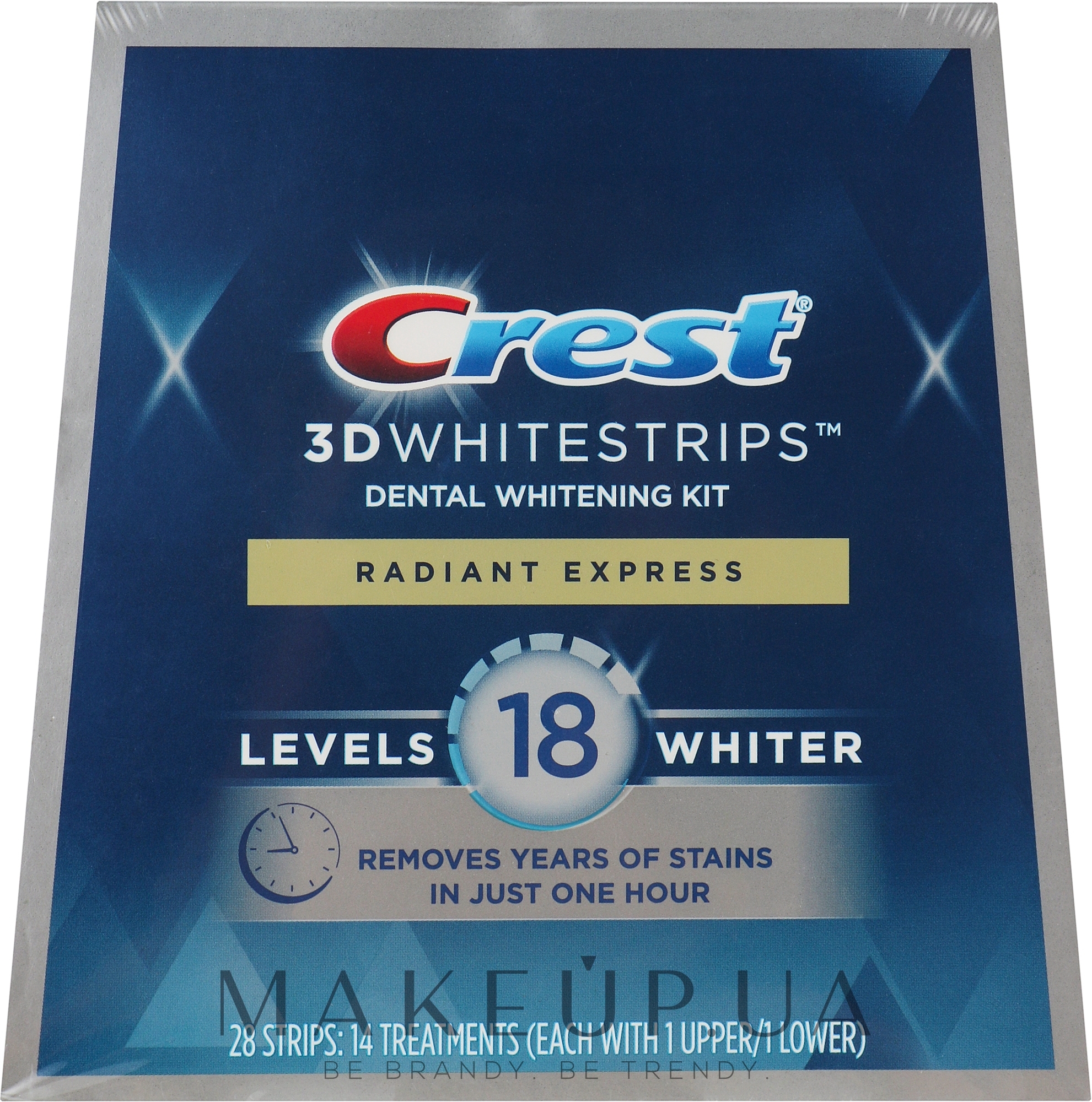 Відбілювальні смужки для зубів - Crest 3D Whitestrips Radiant Express Kit — фото 14шт