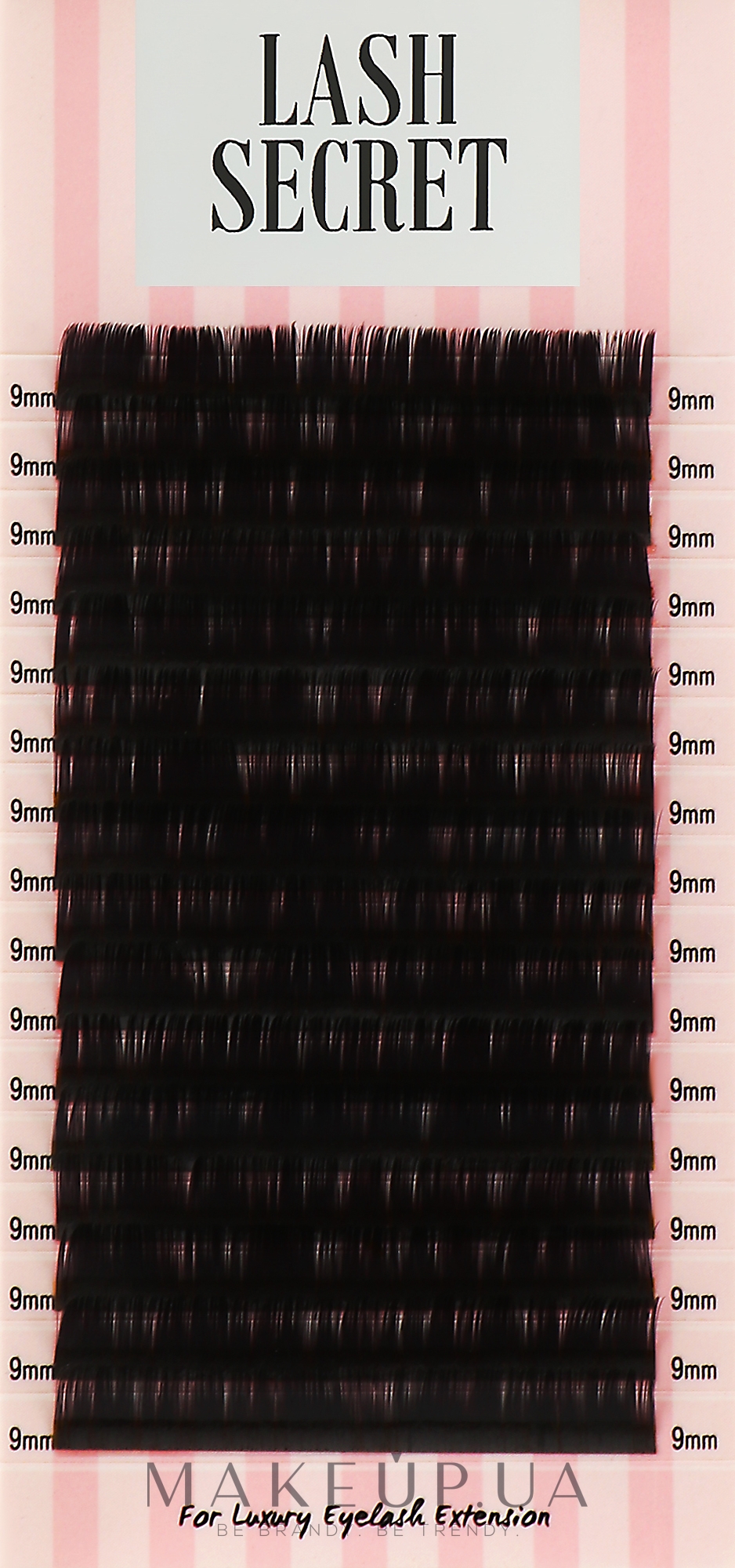 Накладні вії, чорні, 16 ліній (один розмір, 0,05, C, 9) - Lash Secret — фото 1уп