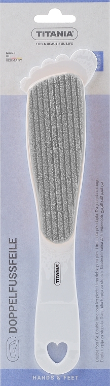 Педикюрная двусторонняя терка с абразивом и пемзой, светло-серая - Titania — фото N1