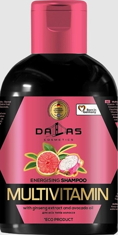 Мультивитаминный энергетический шампунь с экстрактом женьшеня и маслом авокадо - Dalas Cosmetics Multivitamin — фото N5